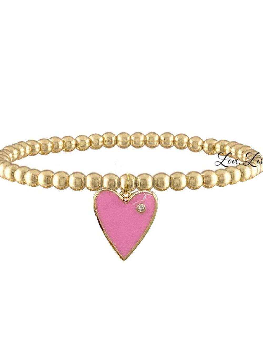 Small Pink Enamel Heart Bracelet